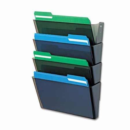 CHESTERFIELD DocuPocket Four-Pocket Wall Set- Plastic- Letter- 13&amp;quot;w x 4&amp;quot;d x 7&amp;quot;h- Smoke CH39145